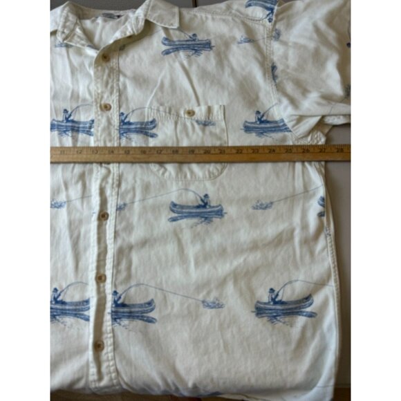 Fishing Mens XL Shirt Barn Fly Authentic Design White Button Up Short Sleeve - Picture 8 of 14